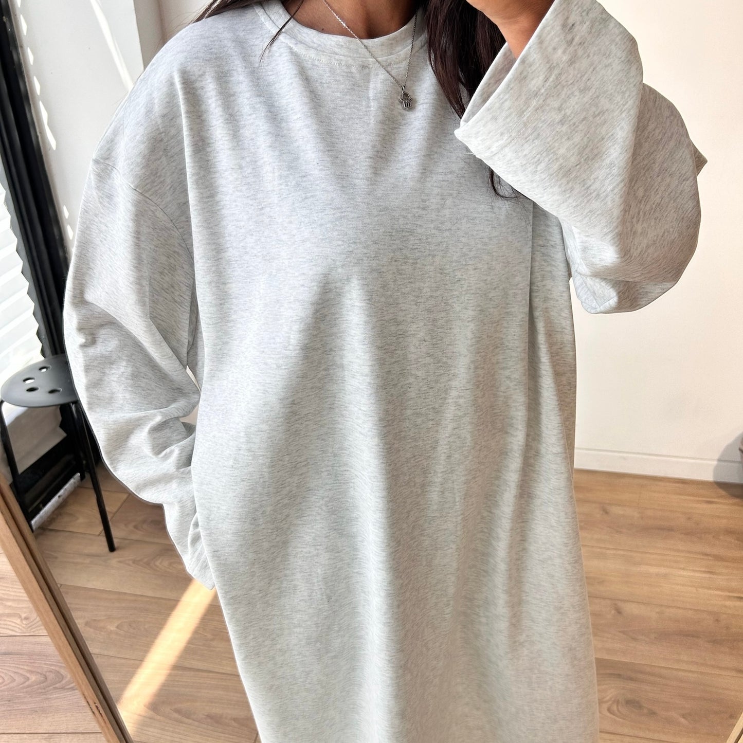 Robe longue sweat en 100% coton léger – Gris ou Noir