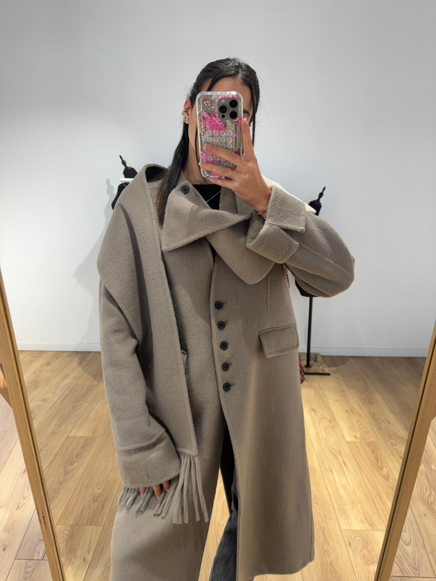 MANTEAU+ ÉCHARPE FAIT MAIN EN LAINE MÉLANGÉE 2- Coloris