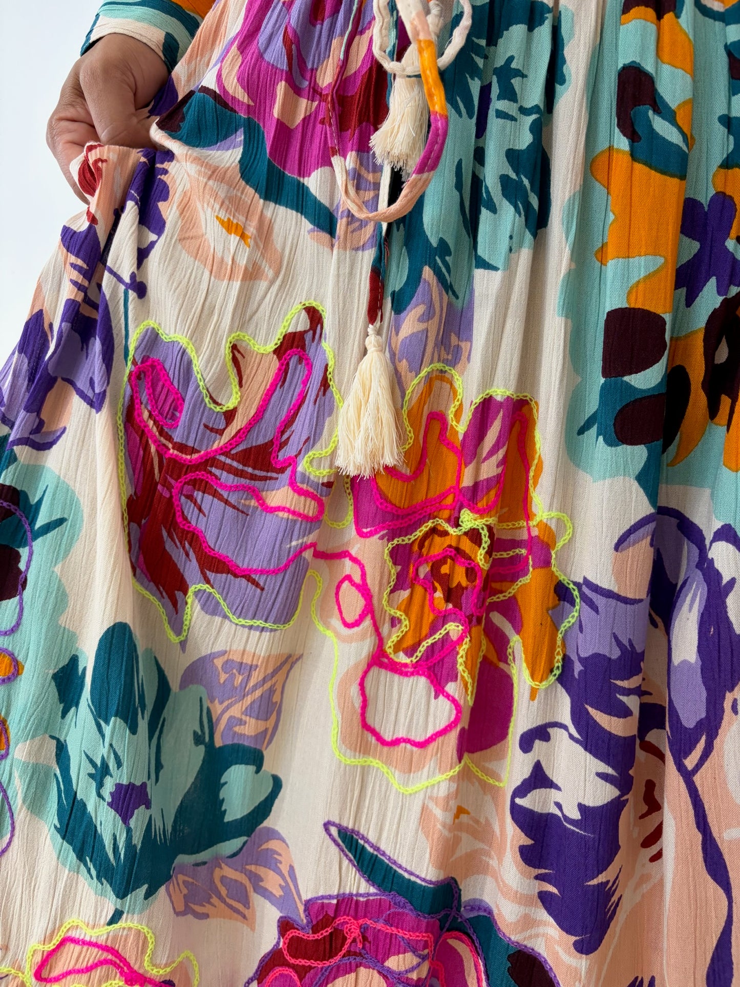 Jupe longue fleurie multicolore