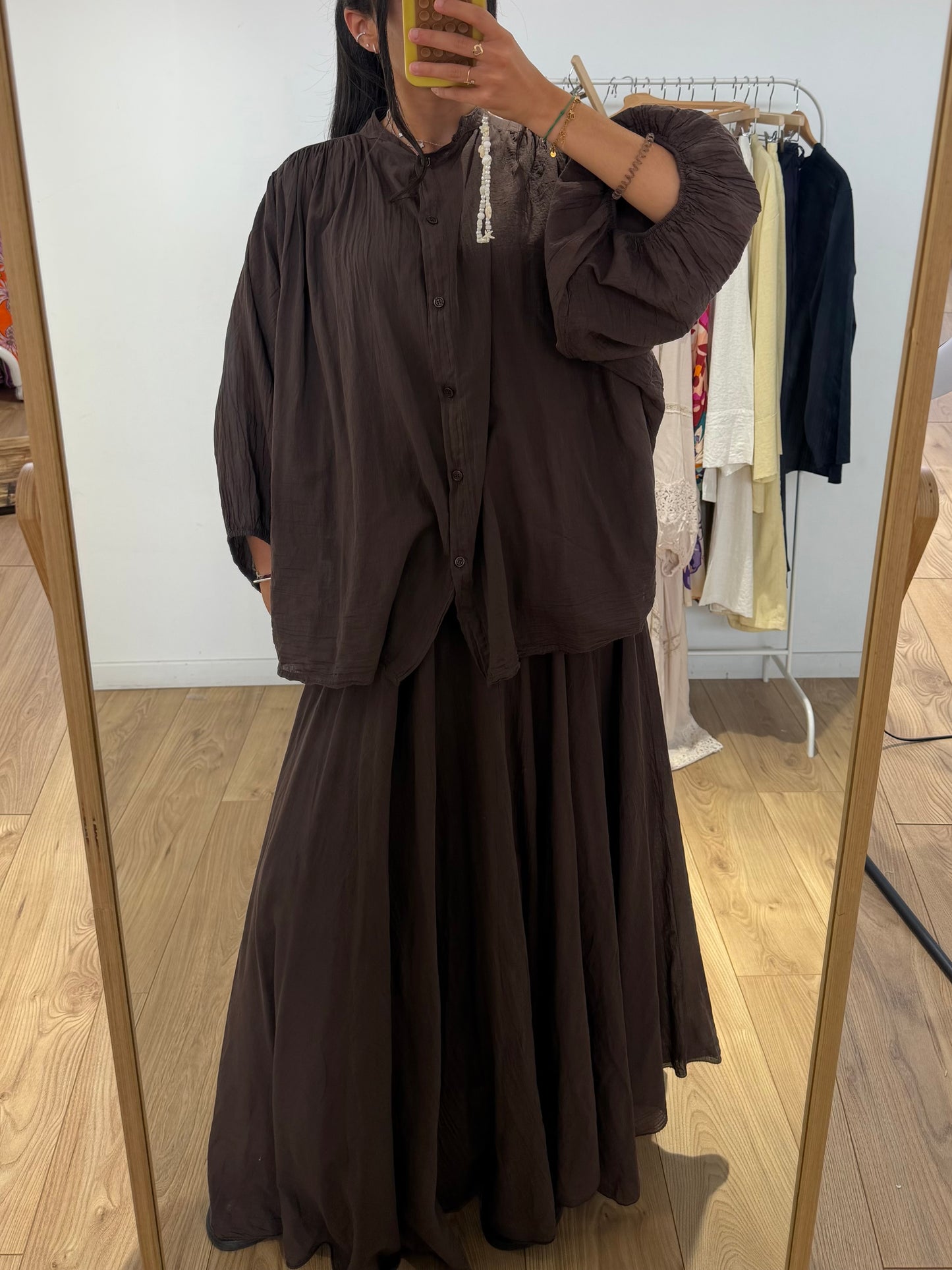 Ensemble jupe chemise 100% voile de coton - 5 Coloris