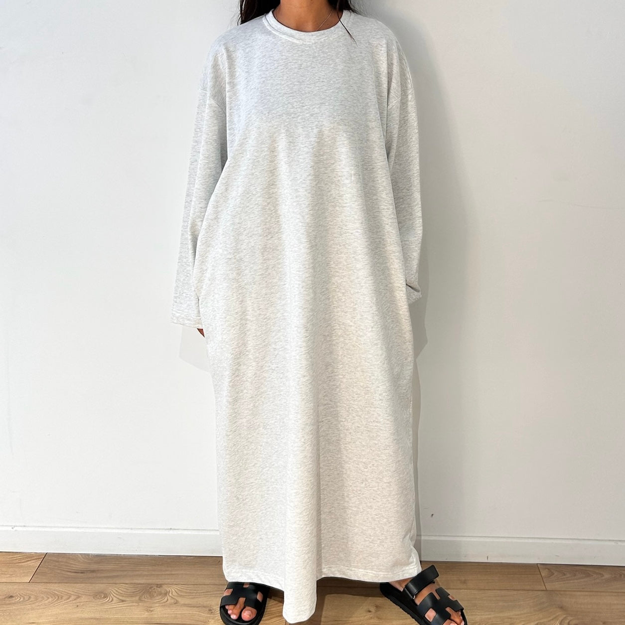 Robe longue sweat en 100% coton léger – Gris ou Noir
