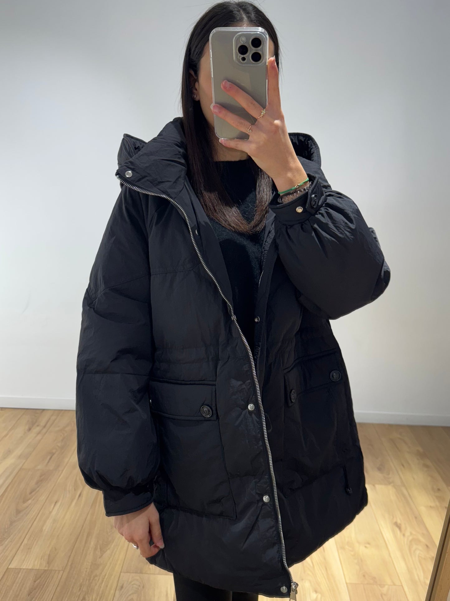 Doudoune mi longue avec fourrure en plume d’oie