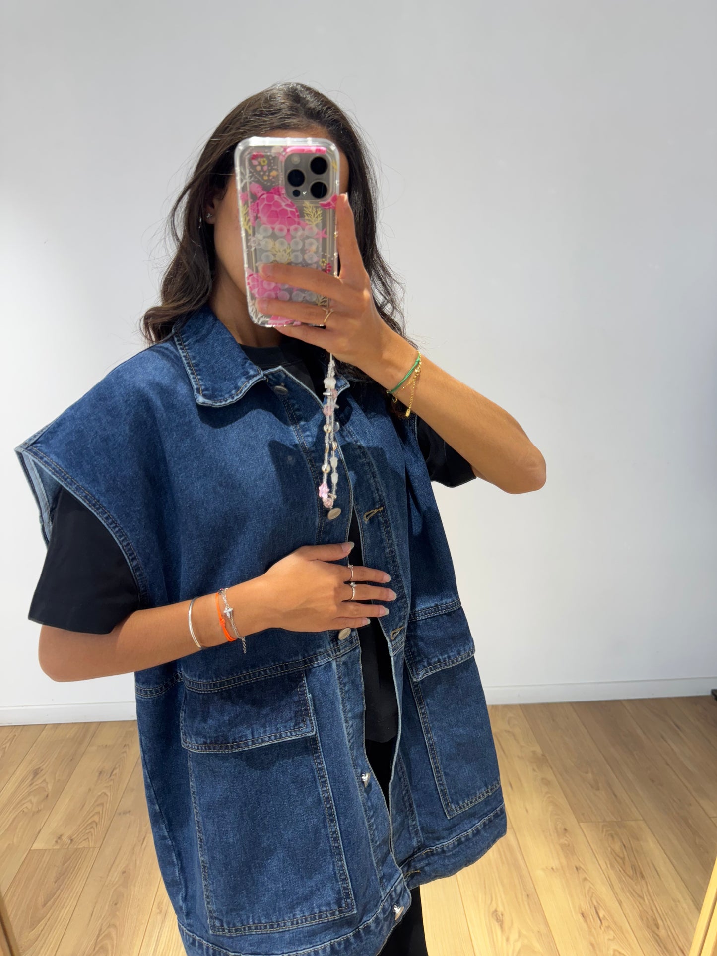 Veste jeans Amel oversize sans manches - 4 Coloris