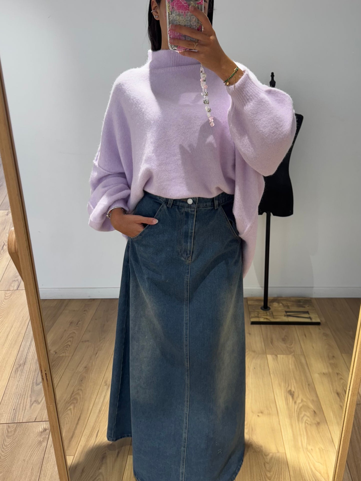 Pull col montant surpiqué en Laine
