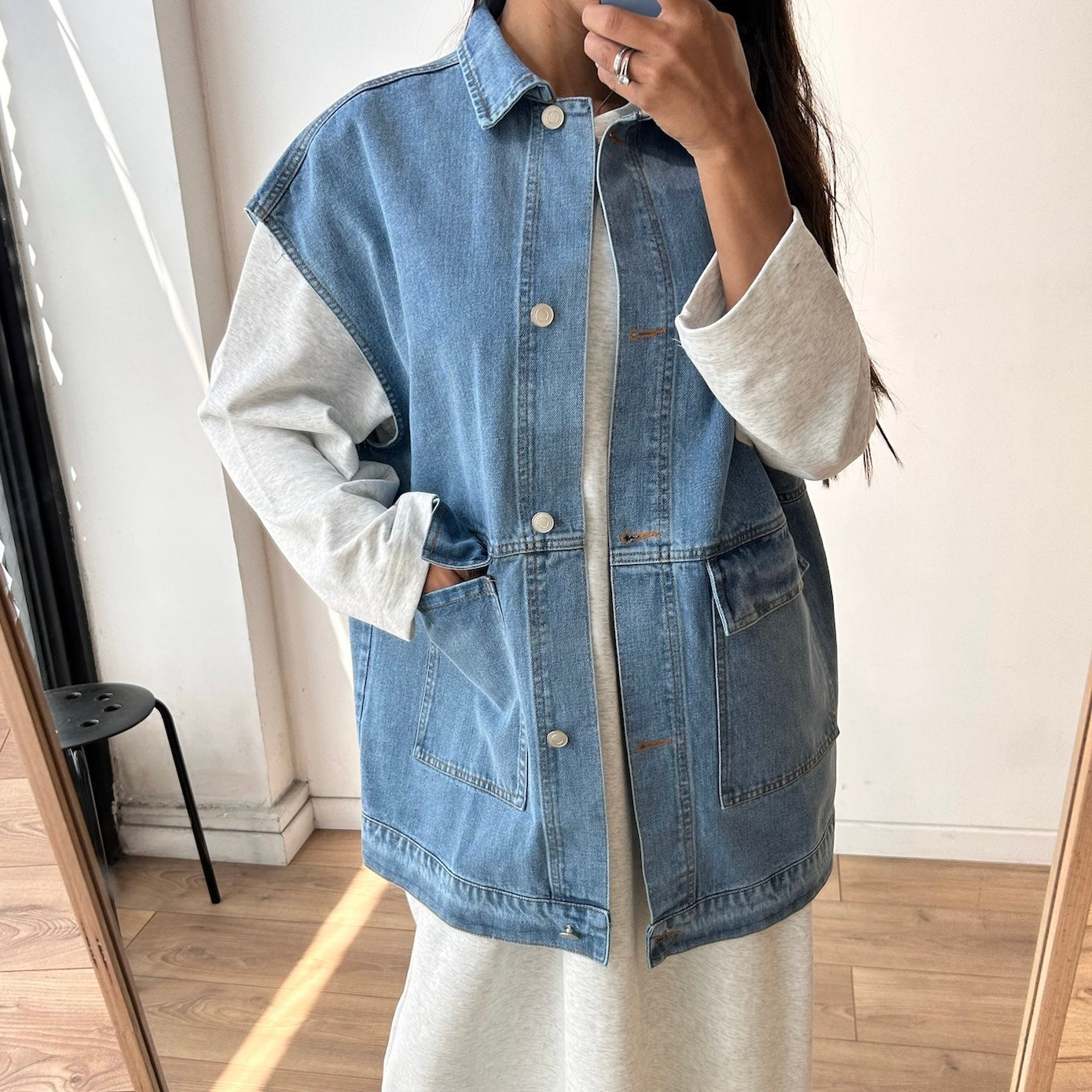 Robe longue sweat en 100% coton léger – Gris ou Noir