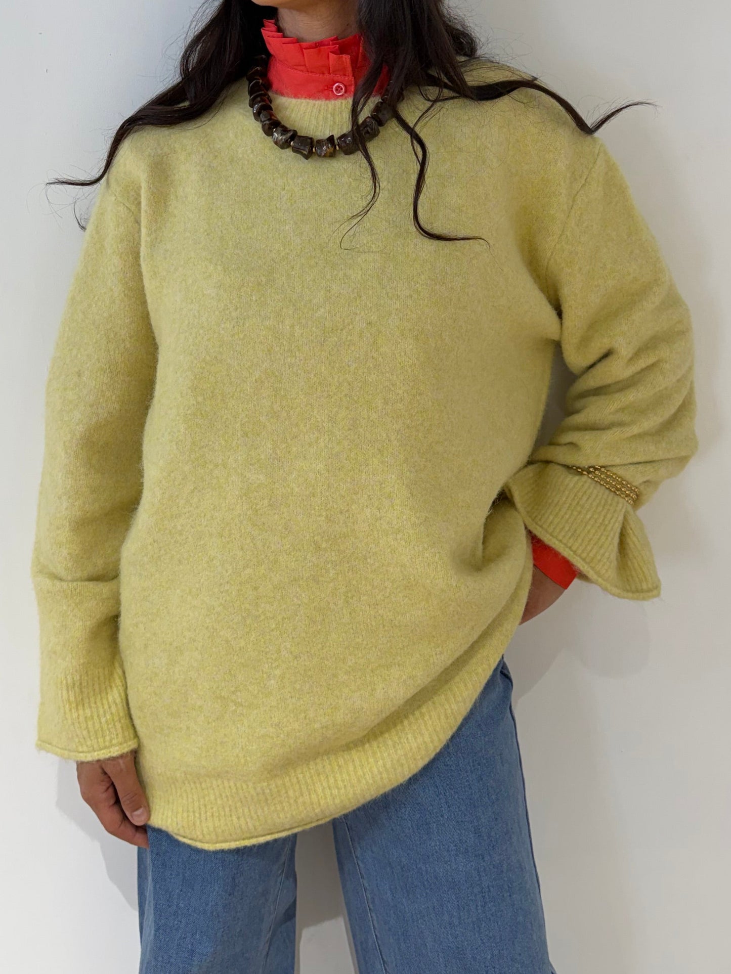 Pull cosy laine mélangée femme écru rose jaune douceur cachemire Kata Paris