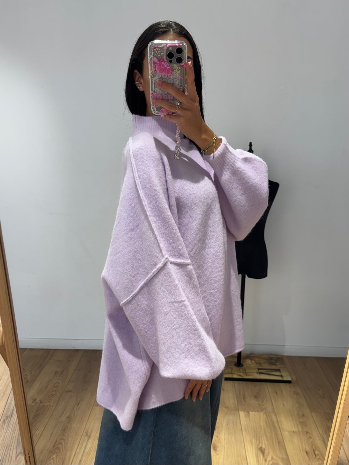 Pull col montant surpiqué en Laine