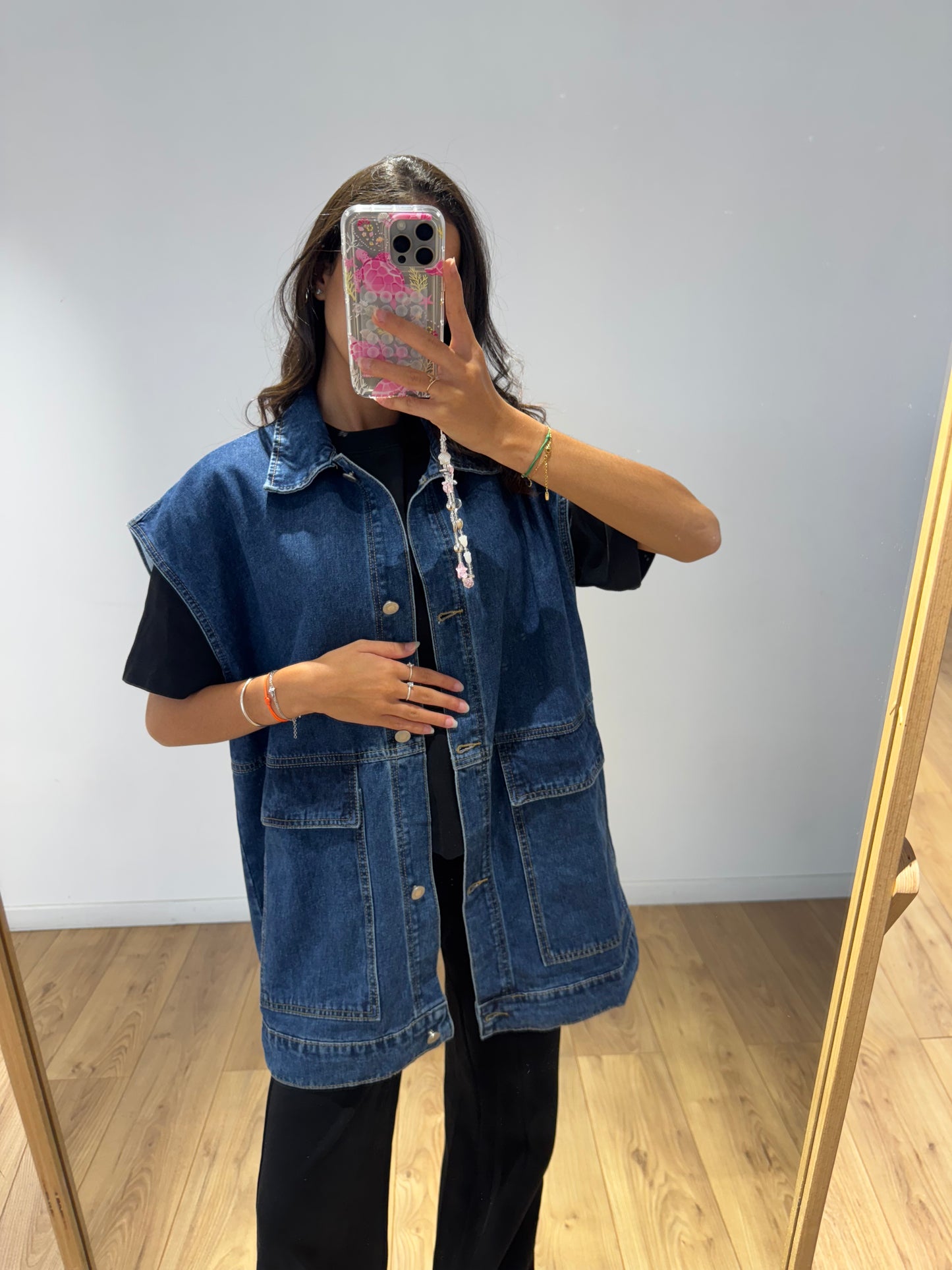 Veste jeans Amel oversize sans manches - 4 Coloris