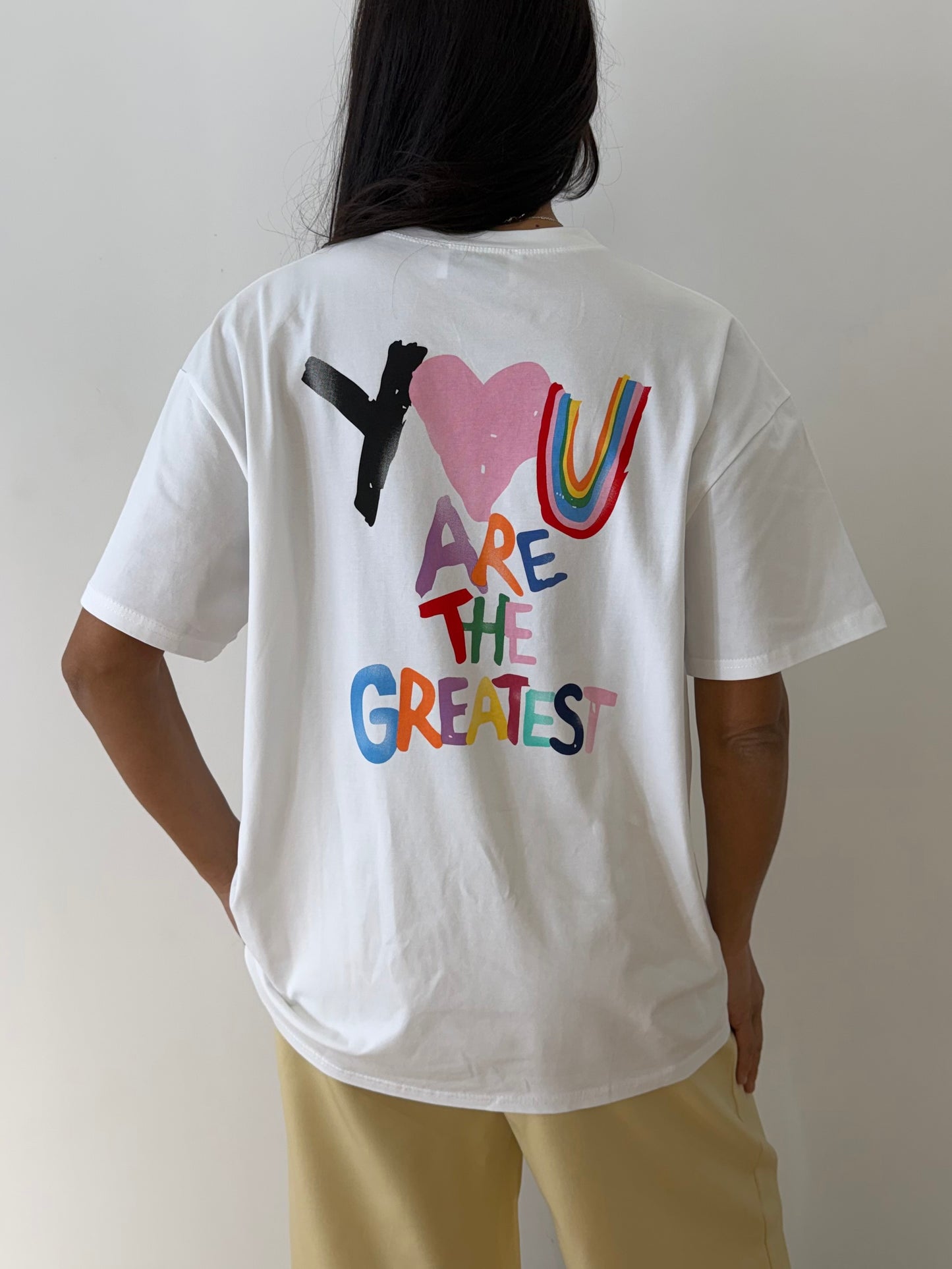 T-shirt oversize femme imprimé multicolore "You Are The Greatest"