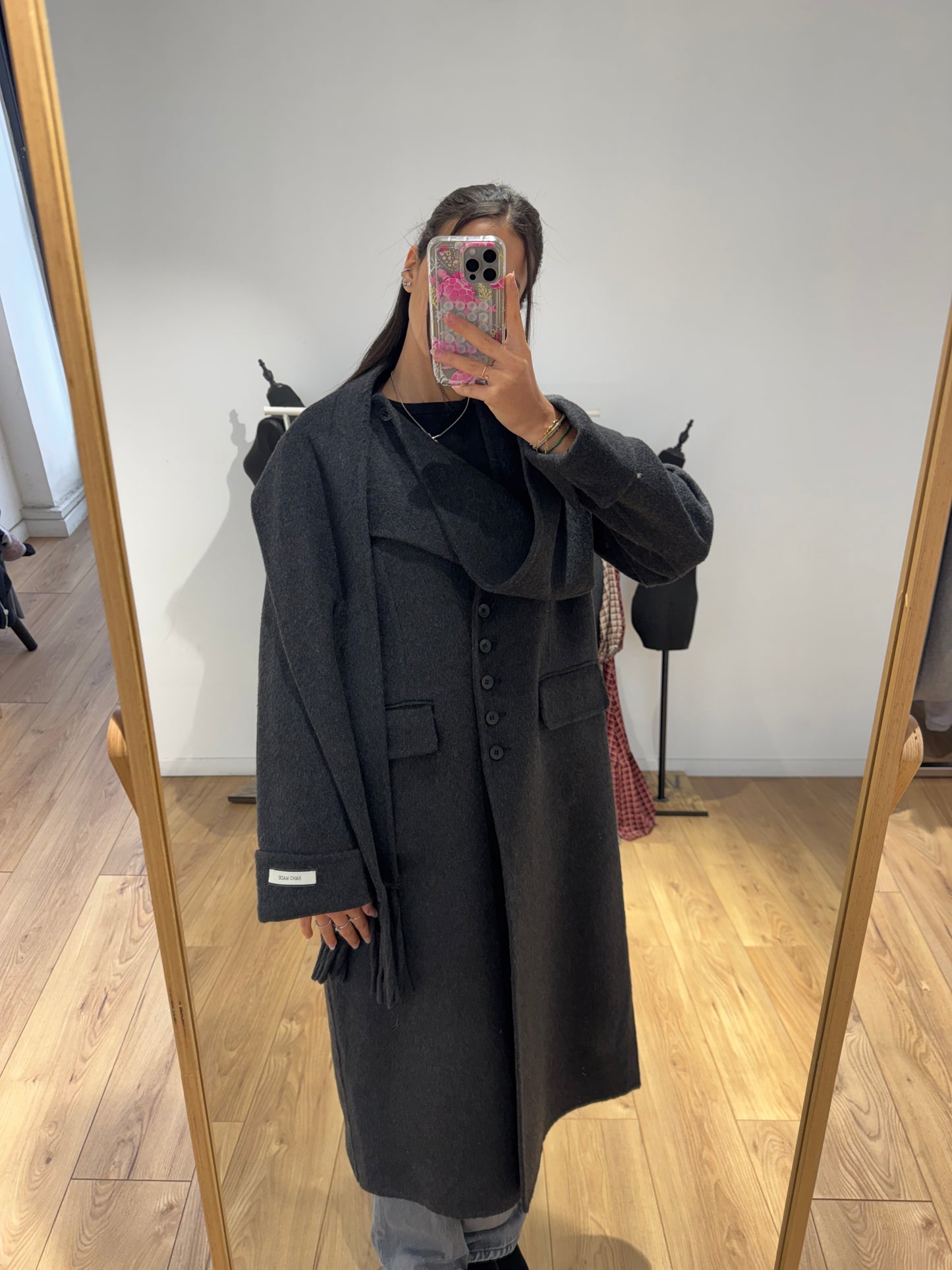 MANTEAU+ ÉCHARPE FAIT MAIN EN LAINE MÉLANGÉE 2- Coloris