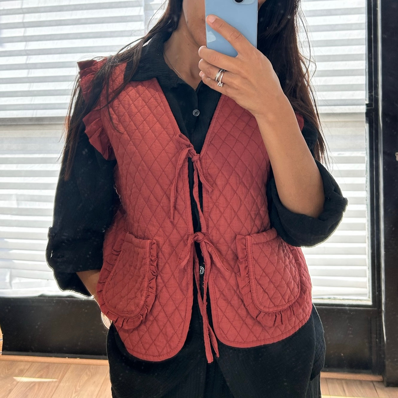 Gilet matelassé à volants - 5 coloris