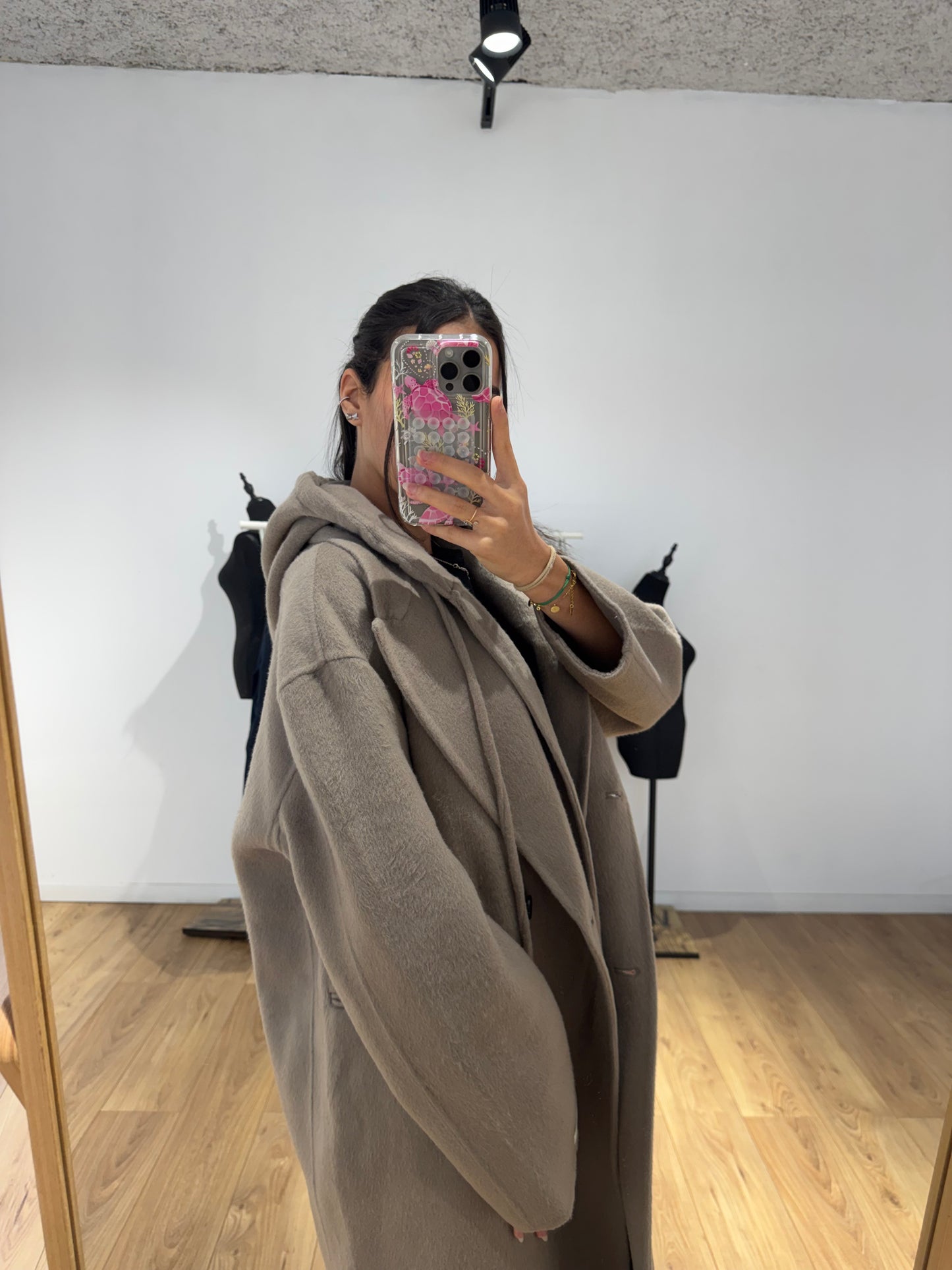 MANTEAU + CAPUCHE FAIT MAIN EN LAINE MÉLANGÉE 2- Coloris