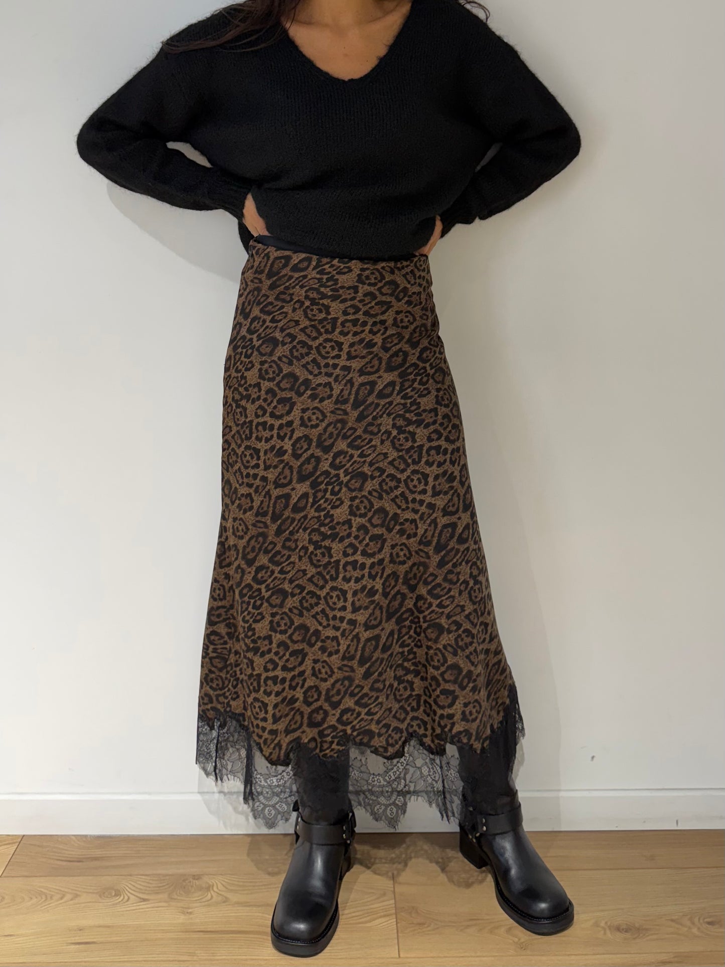 Jupe dentelle léopard