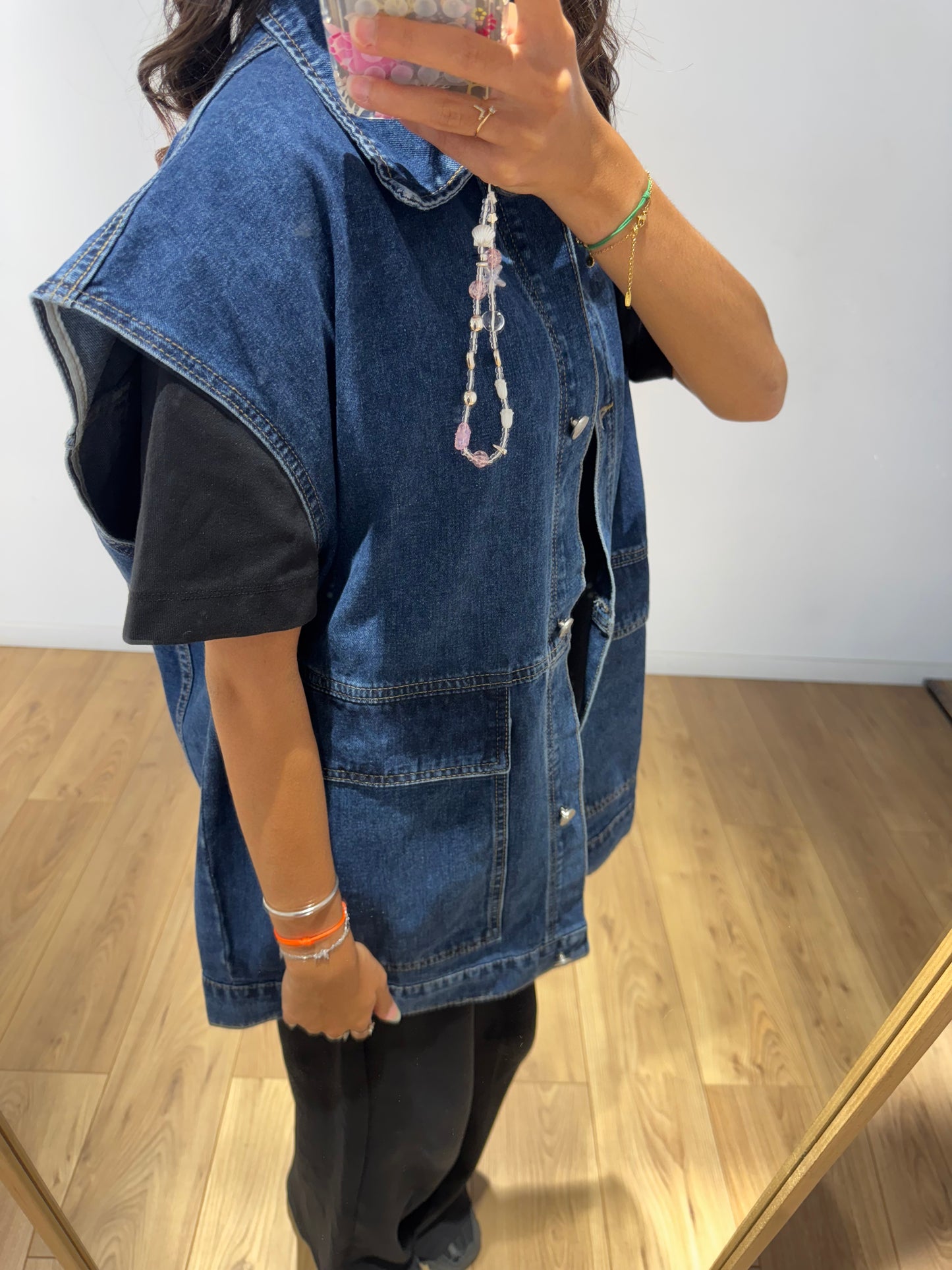 Veste jeans Amel oversize sans manches - 4 Coloris