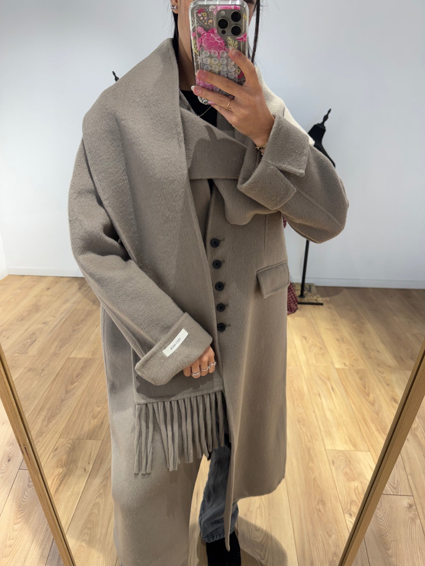MANTEAU+ ÉCHARPE FAIT MAIN EN LAINE MÉLANGÉE 2- Coloris