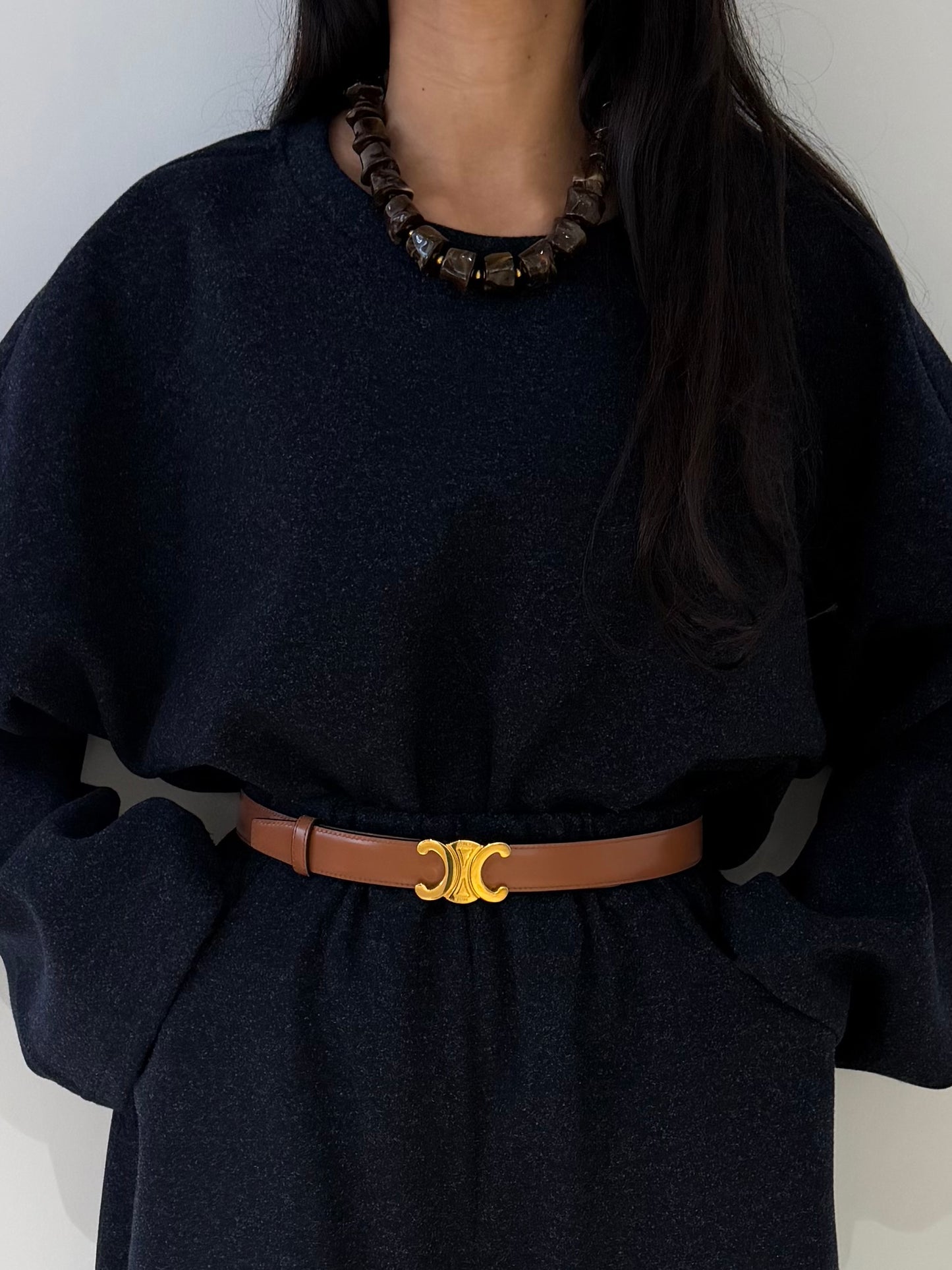 Collier perles nacrées marron géométrique contemporain femme Kata Paris