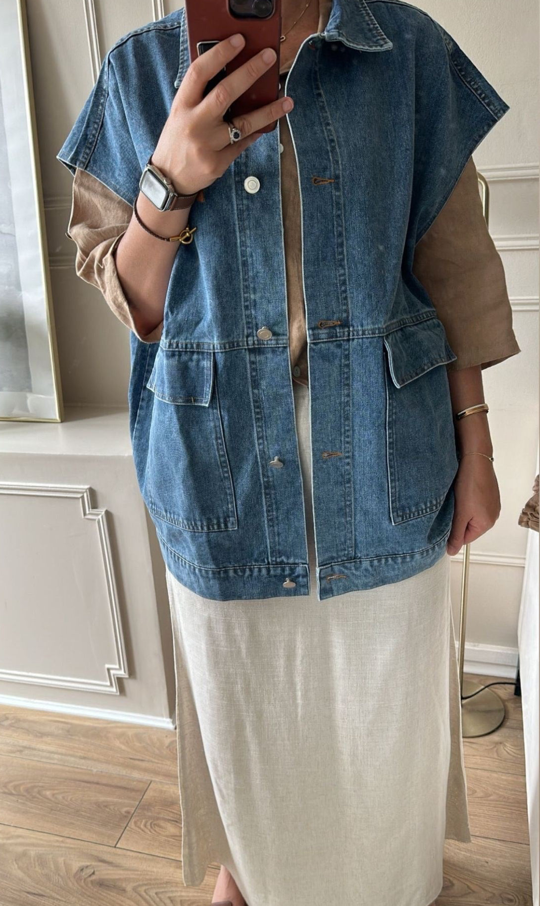 Veste jeans Amel oversize sans manches - 4 Coloris