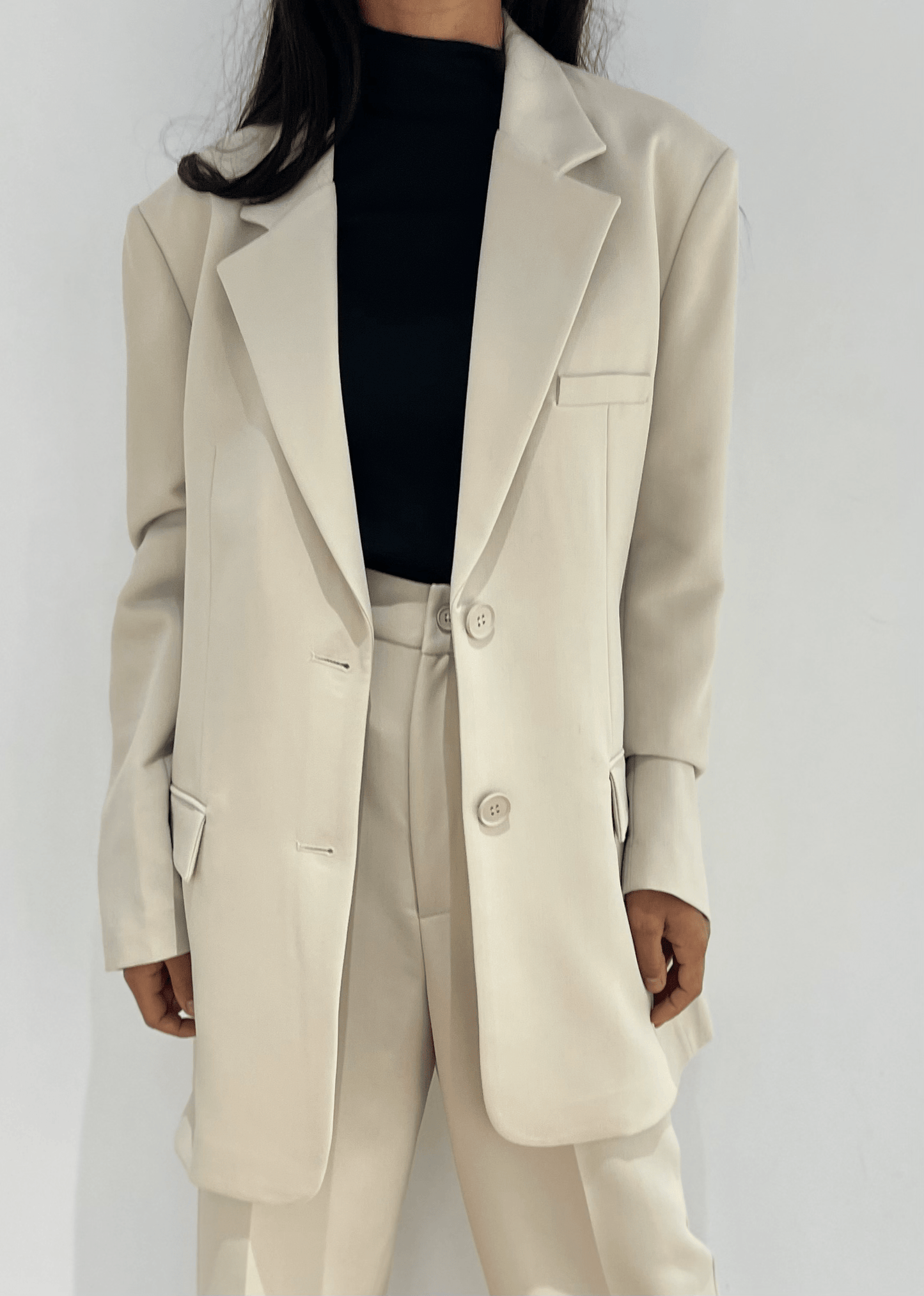 Blazer Oversize Écru pour Femme Coupe Tendance S/M