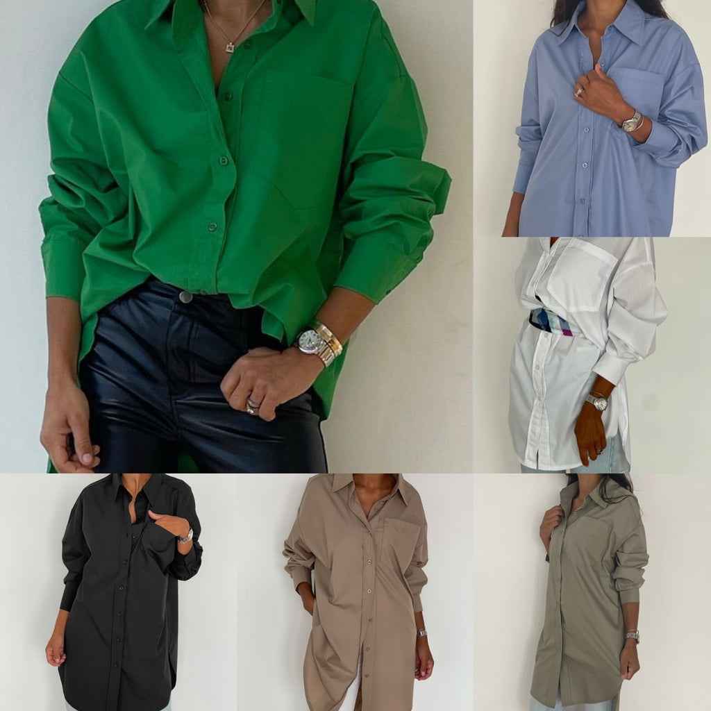 chemise coton vert-maxi oversize éclat urbain