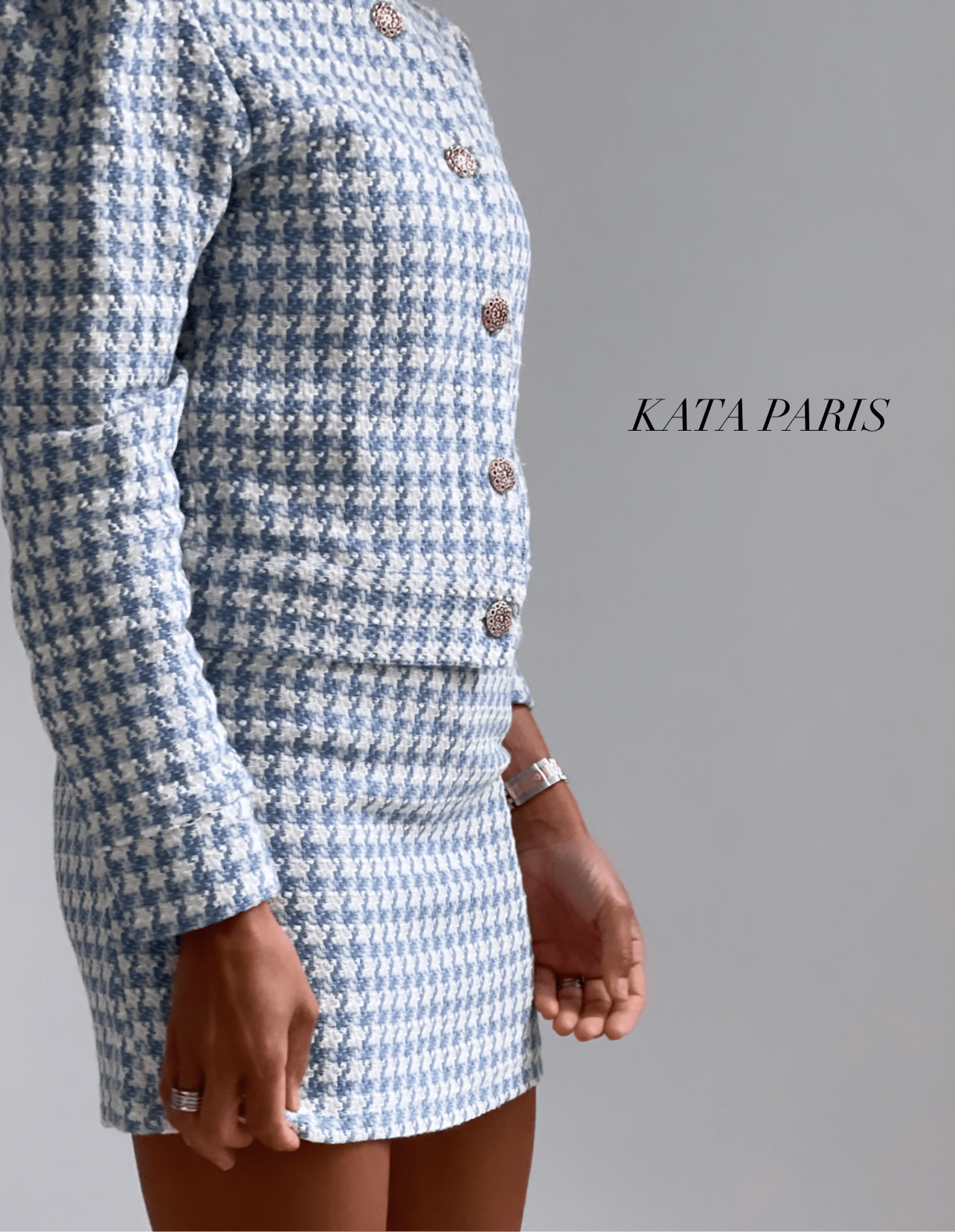 Ensemble Chacha à carreaux bleu pour une allure sereine