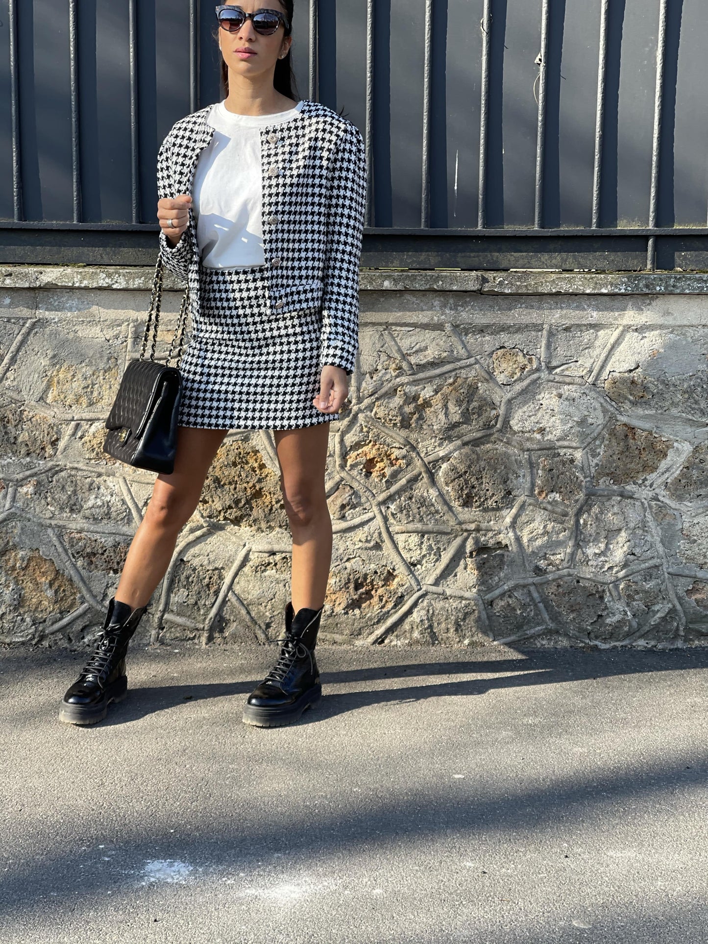 Ensemble à carreaux Chacha noir et blanc, un classique revisité