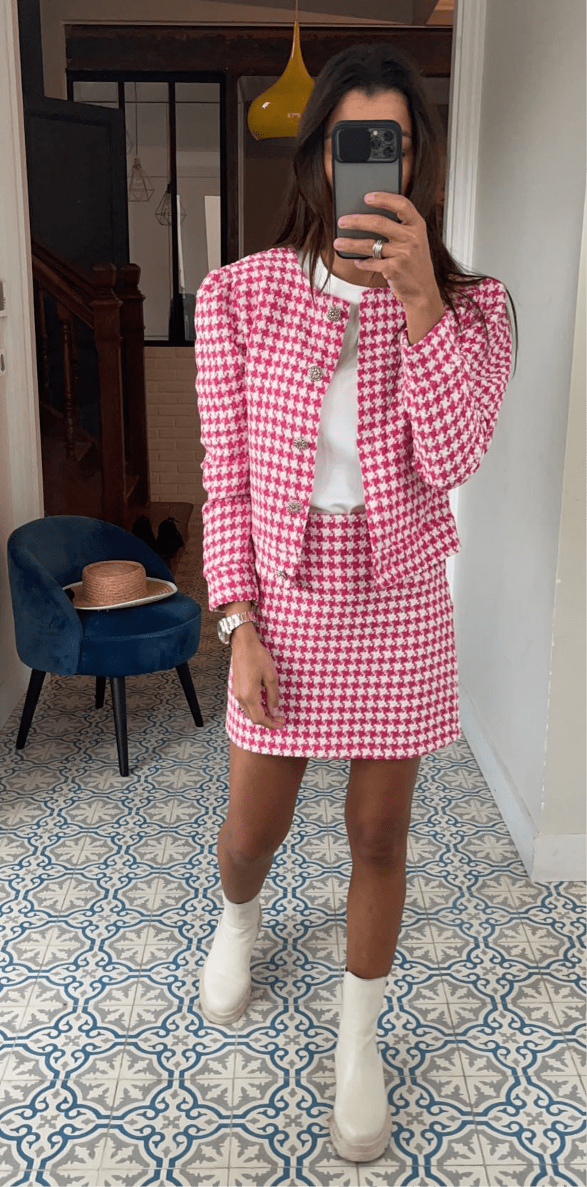 Ensemble Chacha à carreaux rose, synonyme d'élégance au quotidien