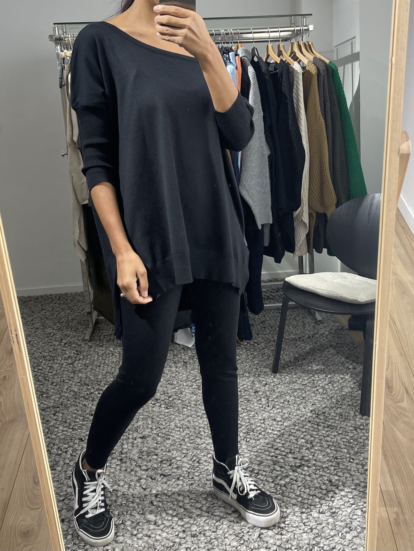 Ensemble noir col rond pour femme