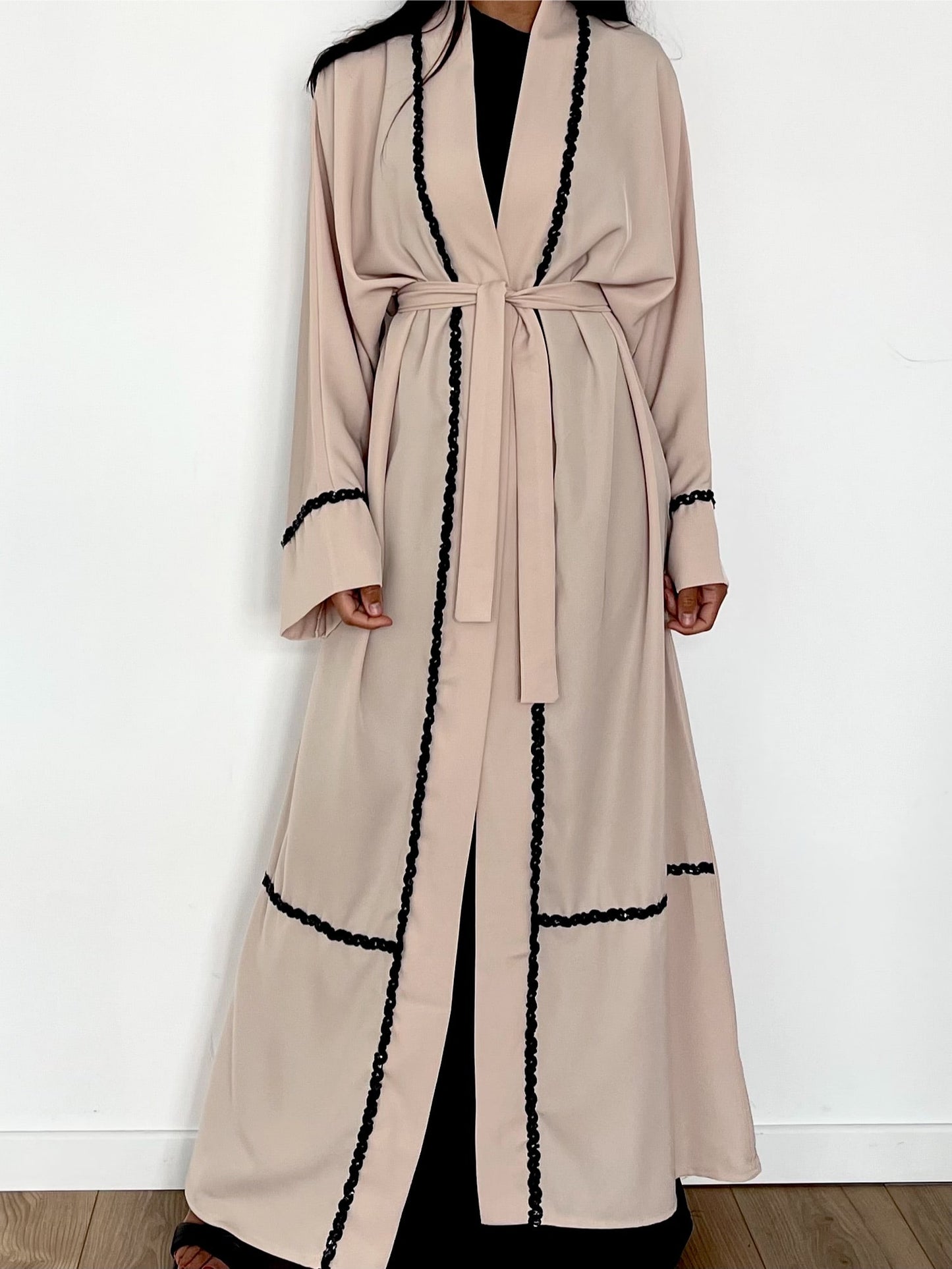 Kimono femme vert forêt avec accents noirs