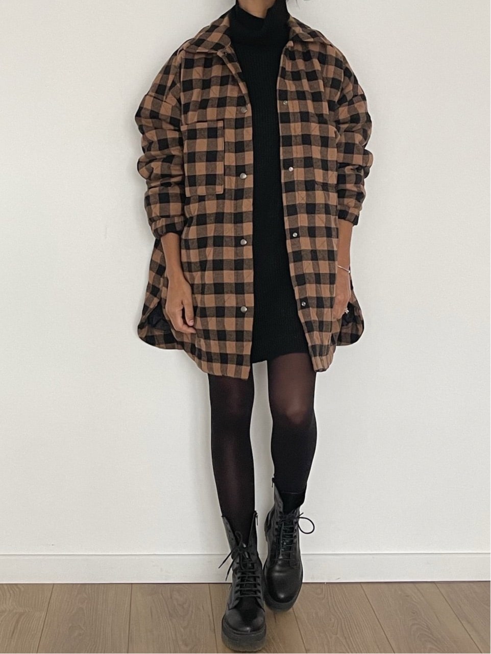 Veste-chemise à carreaux marron automnale