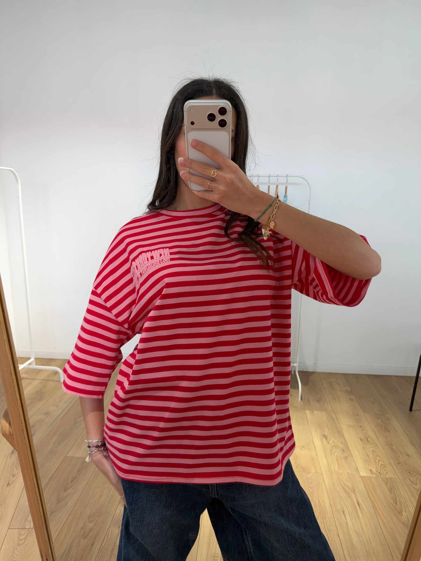T-shirt Femme Rayé Oversize New York – Col Rond & Manches Courtes Coton
