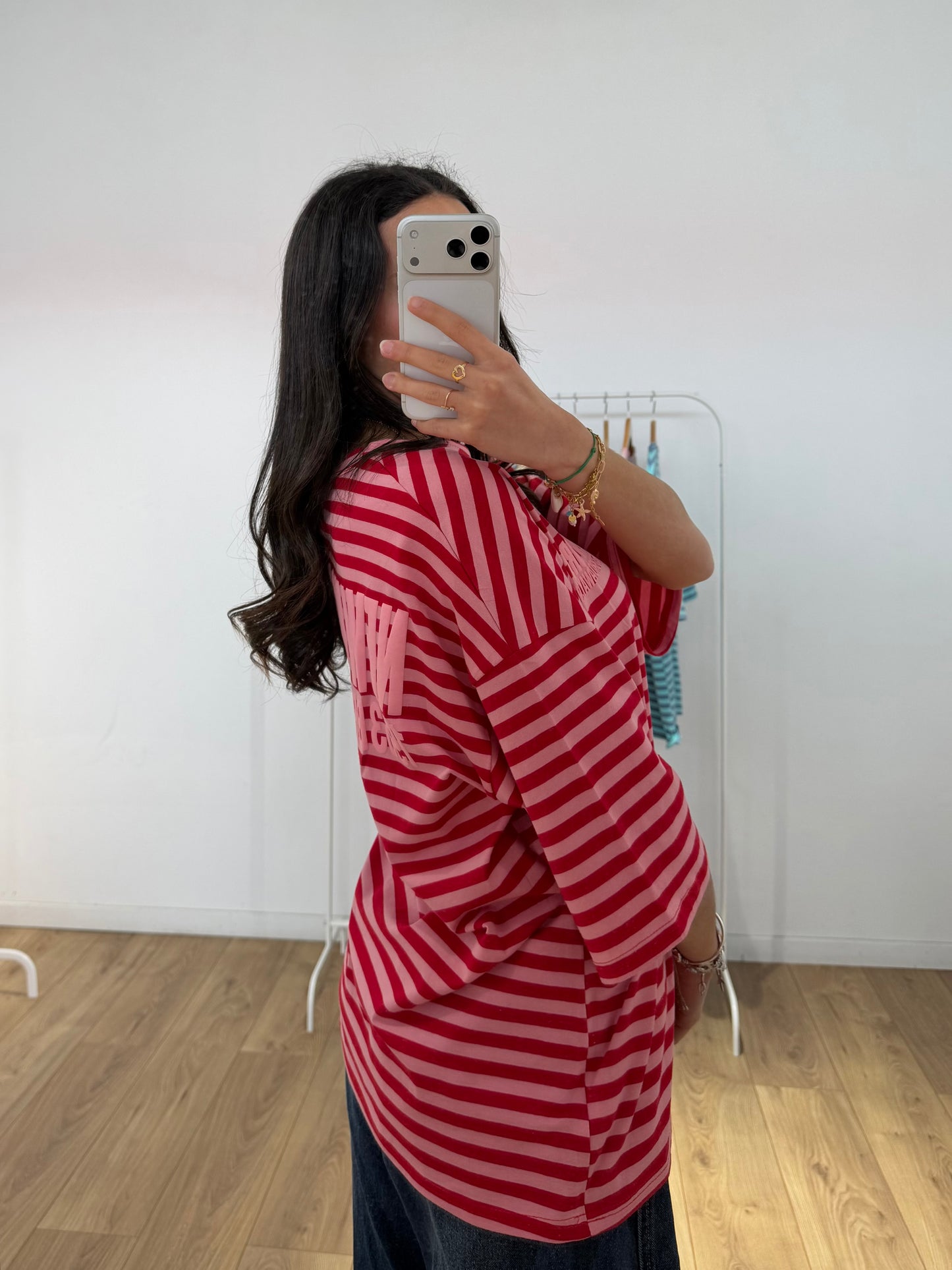 T-shirt Femme Rayé Oversize New York – Col Rond & Manches Courtes Coton