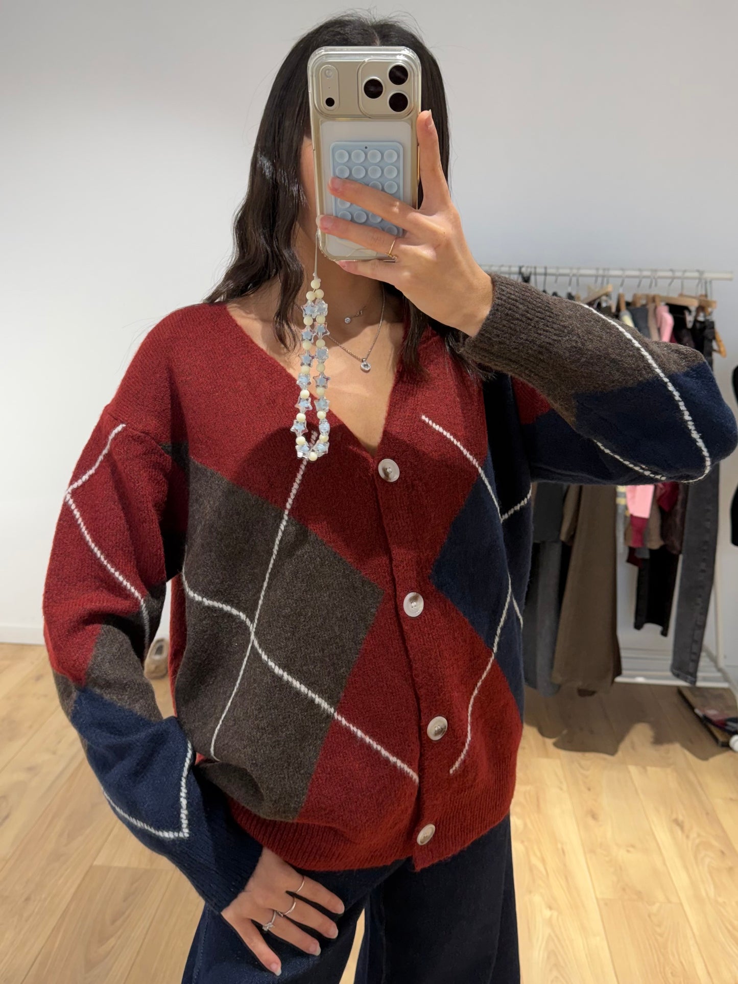 Cardigan à motif en Laine mélanger