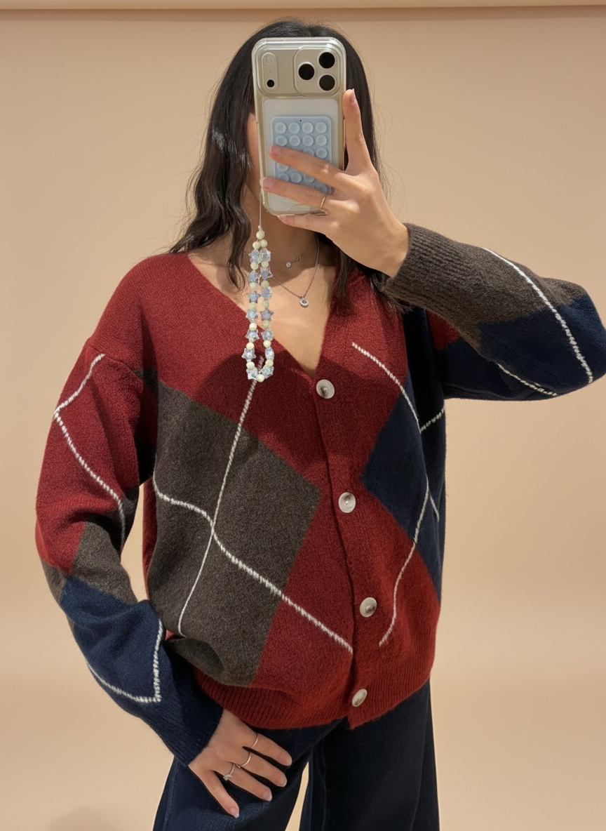 Cardigan à motif en Laine mélanger