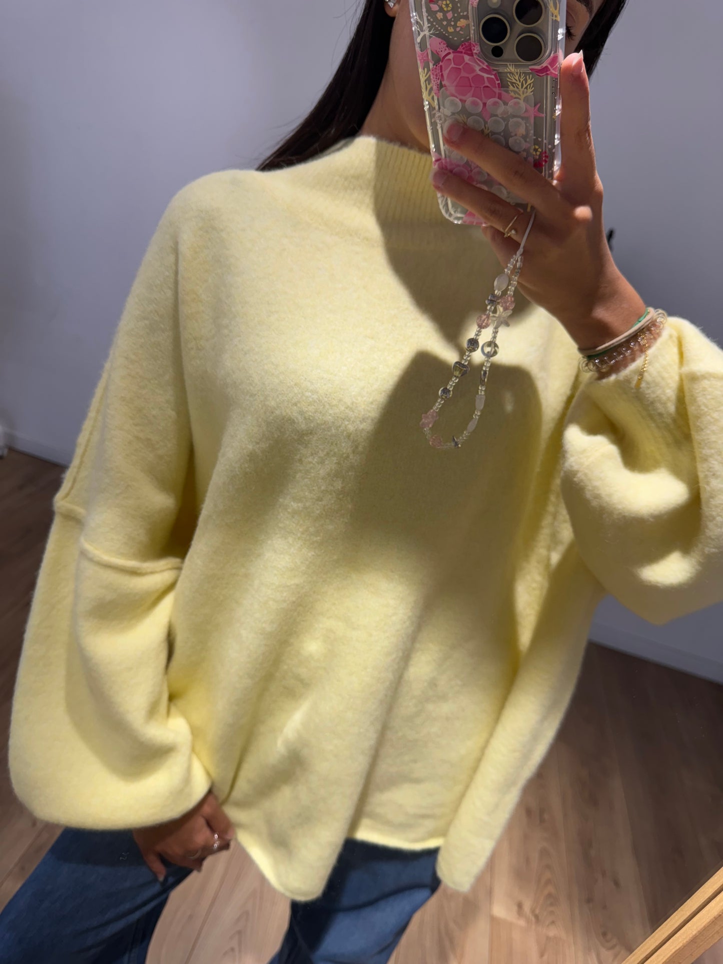 Pull col montant surpiqué en Laine