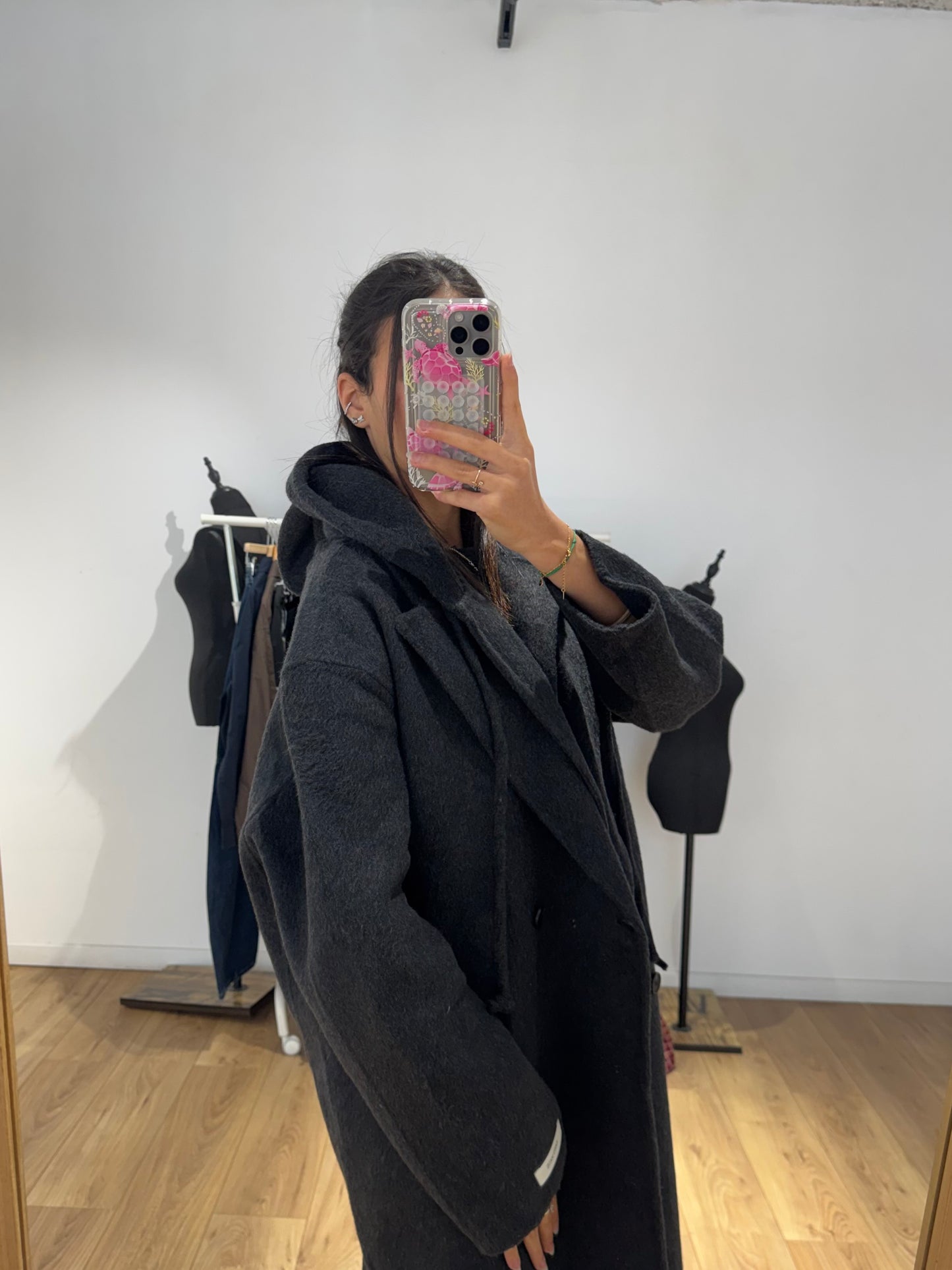 MANTEAU + CAPUCHE FAIT MAIN EN LAINE MÉLANGÉE 2- Coloris