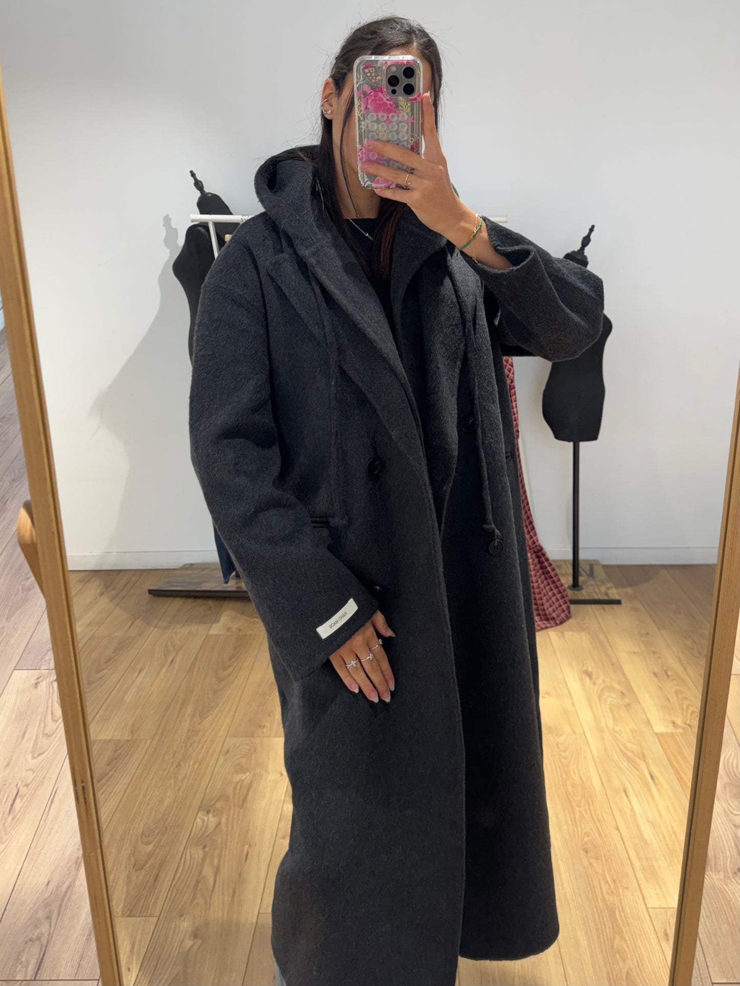 MANTEAU + CAPUCHE FAIT MAIN EN LAINE MÉLANGÉE 2- Coloris