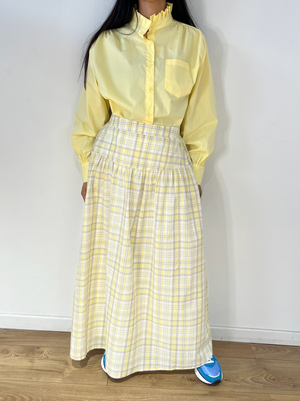 Ensemble kimono jupe à carreaux 100% Coton