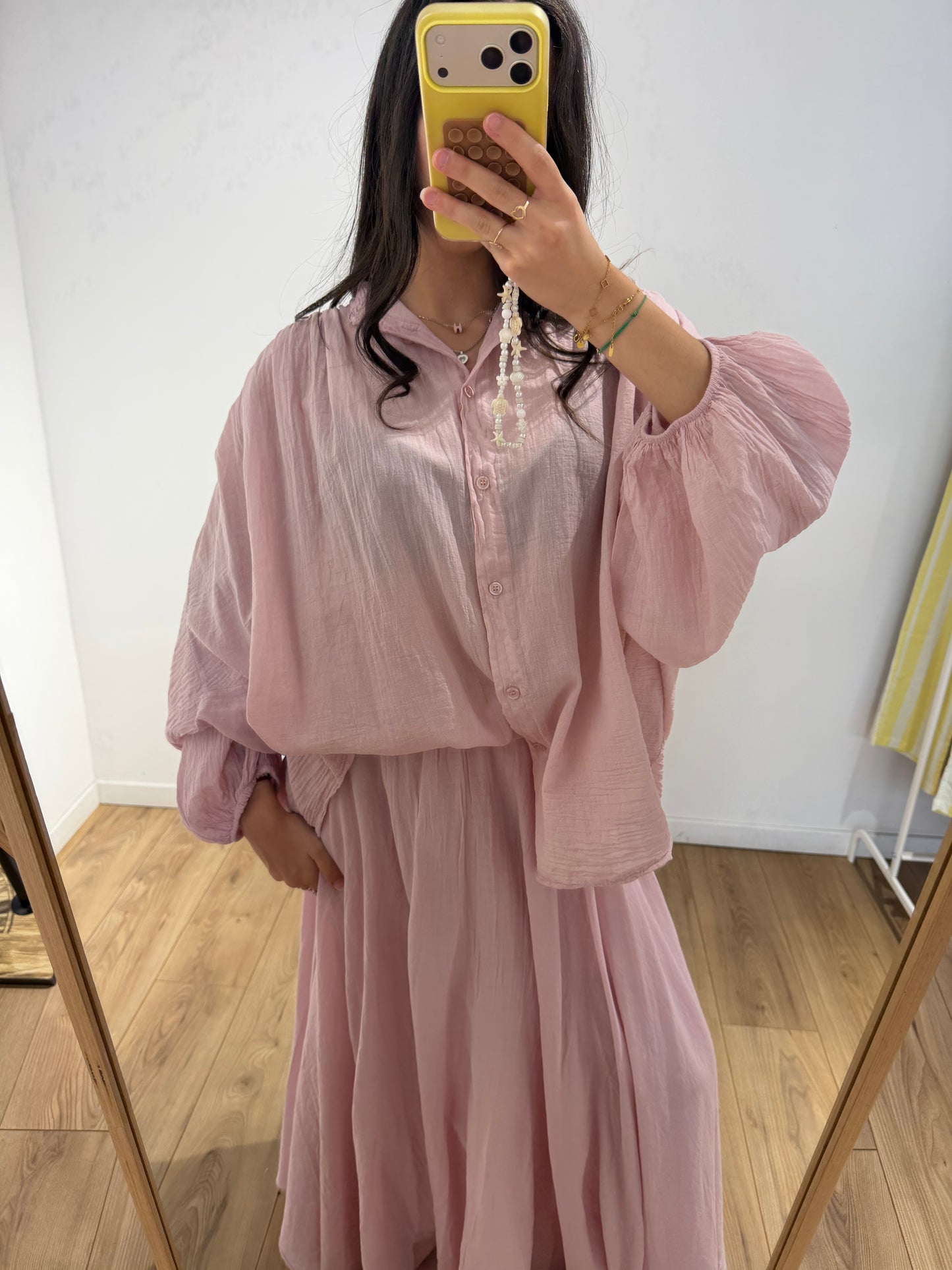 Ensemble jupe chemise 100% voile de coton - 5 Coloris
