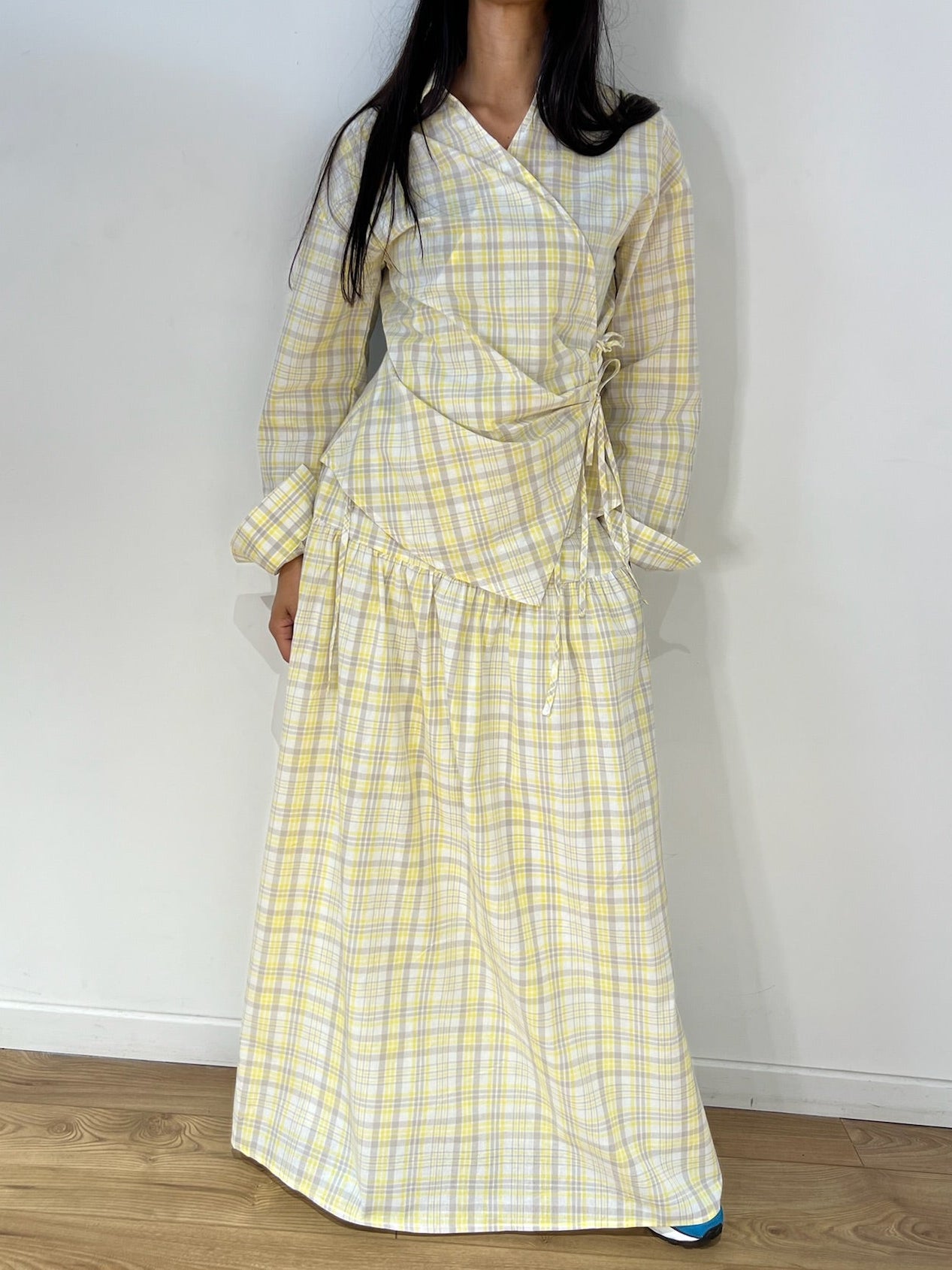 Ensemble kimono jupe à carreaux 100% Coton