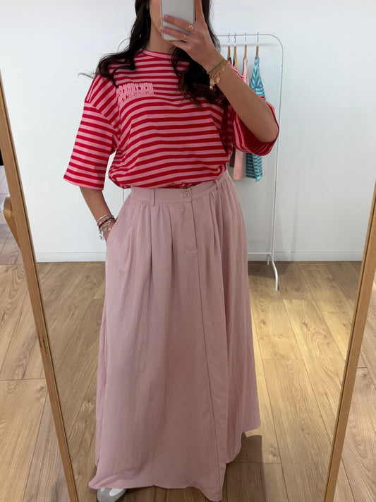 Jupe Longue Fluide Coton Rose – Taille Élastique & Poches