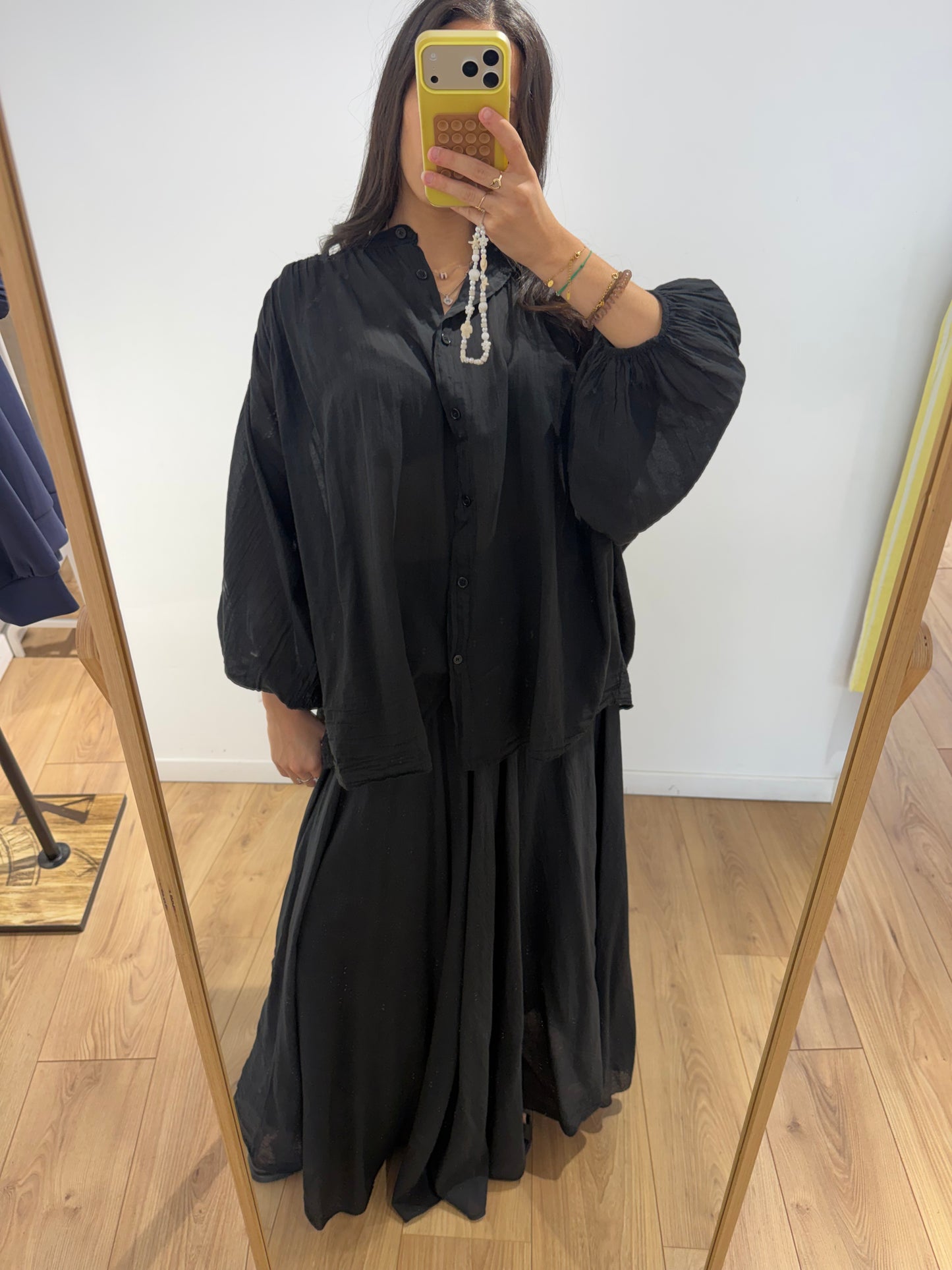 Ensemble jupe chemise 100% voile de coton - 5 Coloris