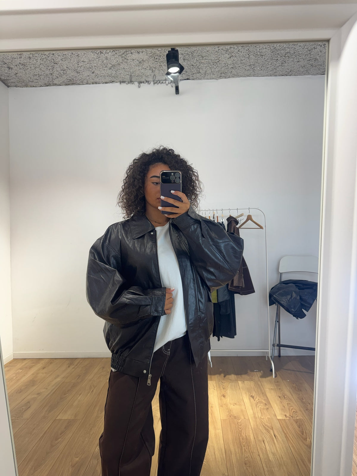 Veste Bonheur Oversized Noir & Marron | Kata Paris