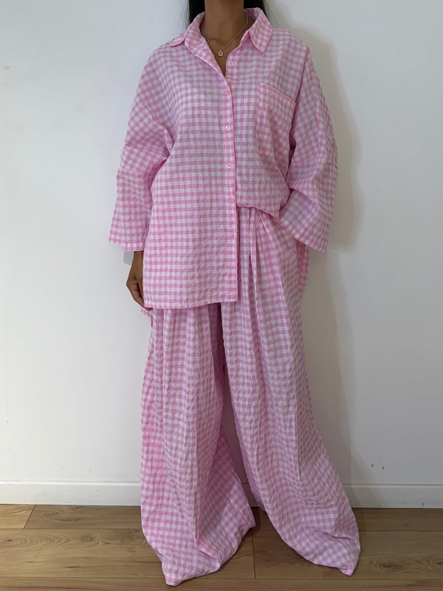 Ensemble Chemise Vichy Oversize en Coton