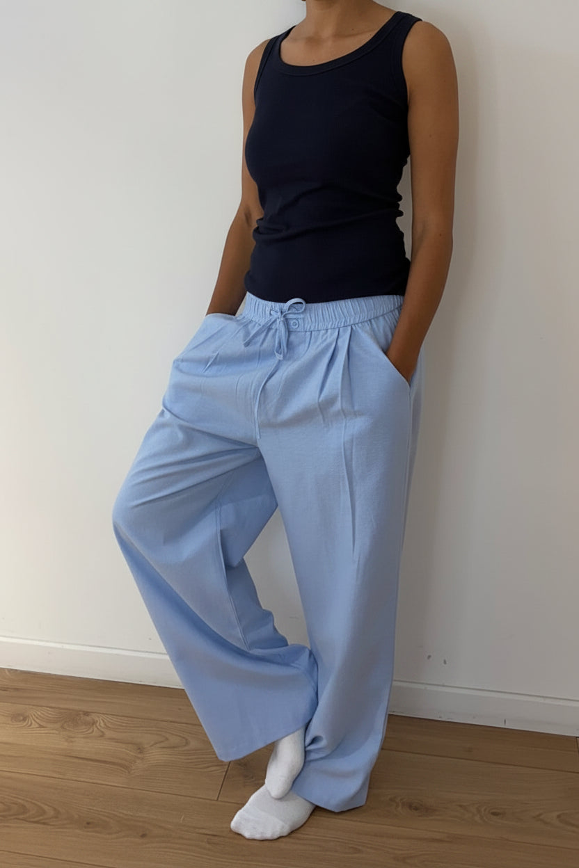 Pantalon large bleu ciel