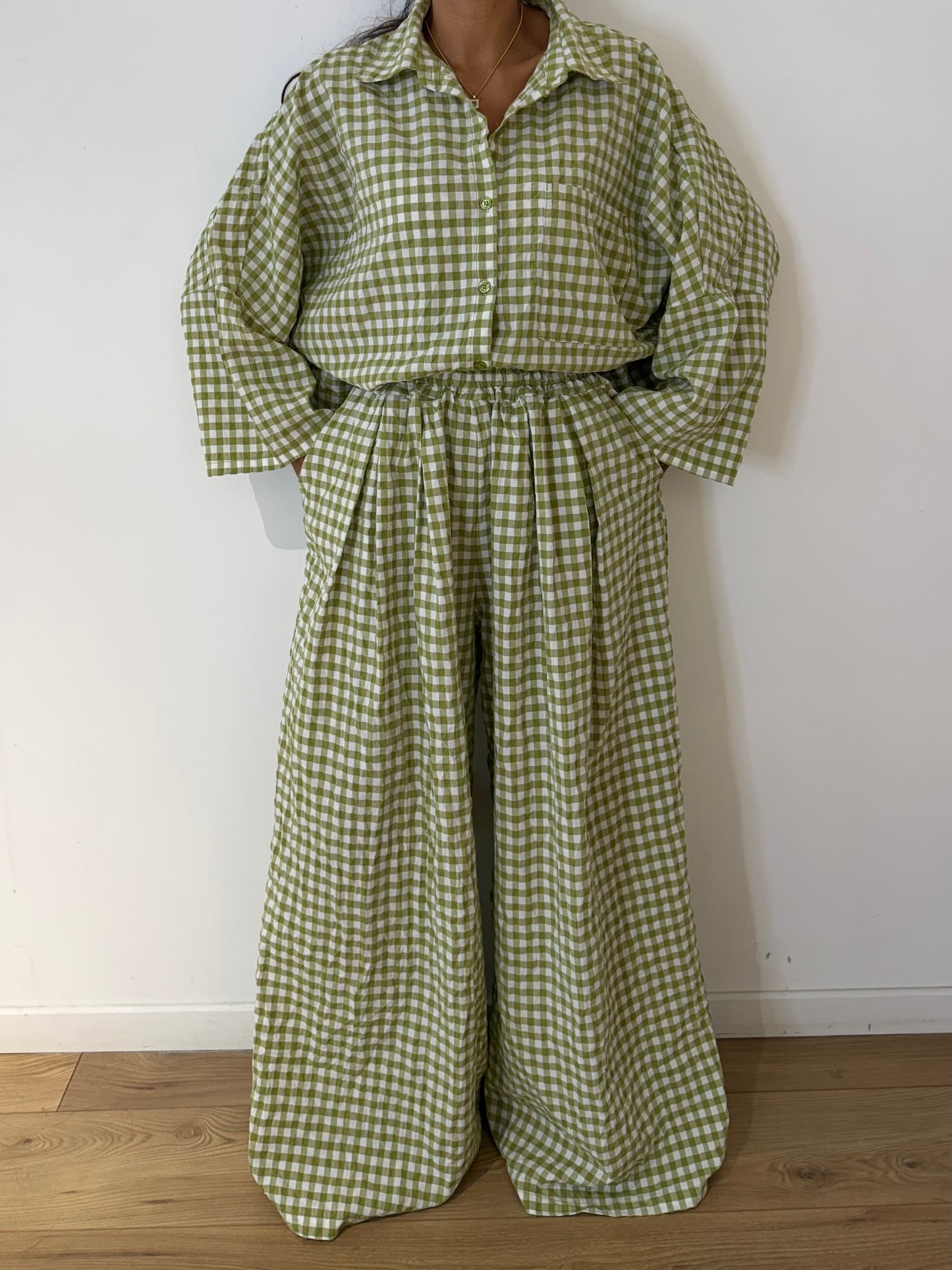 Ensemble Chemise Vichy Oversize en Coton