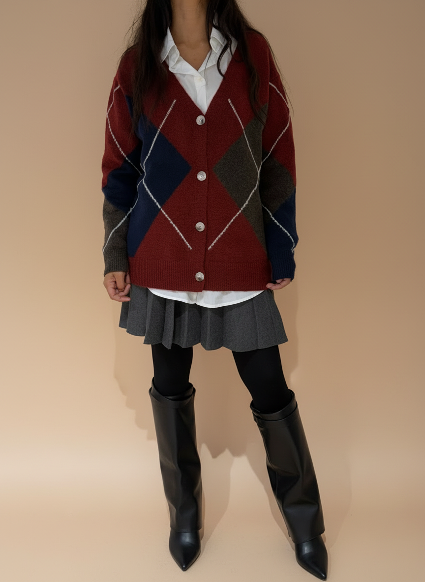 Cardigan à motif en Laine mélanger