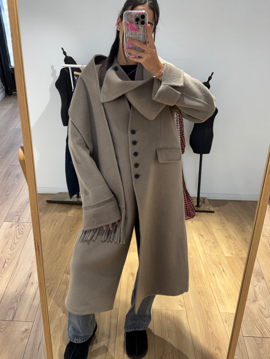 MANTEAU+ ÉCHARPE FAIT MAIN EN LAINE MÉLANGÉE 2- Coloris