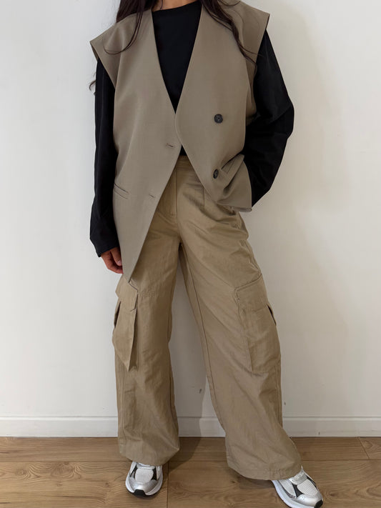 Pantalon cargo femme - Beige sable