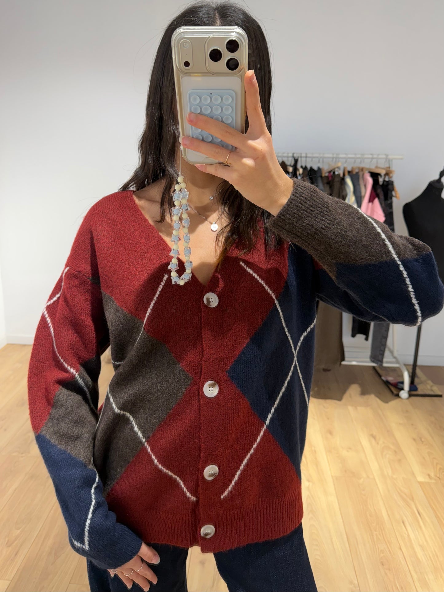 Cardigan à motif en Laine mélanger