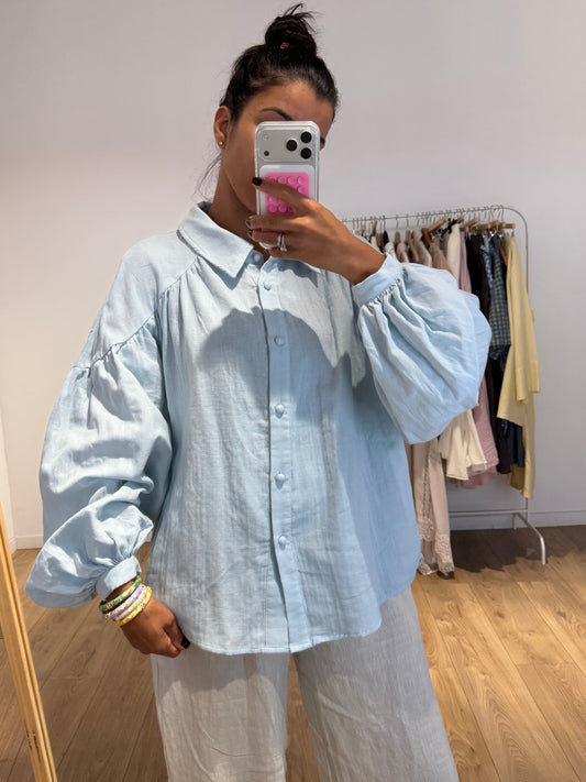 Chemise Manches bouffantes 100% Coton - 3 Coloris